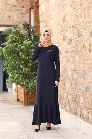 Azra İşlemeli Elbise Lacivert
