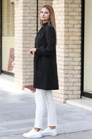 Esila Double Krep Kumaş Tunik - Siyah