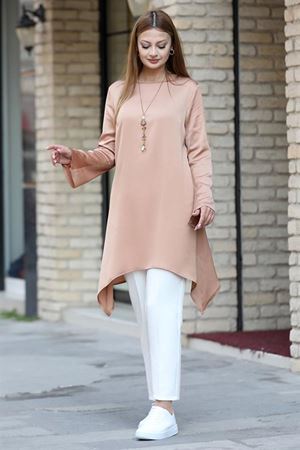 Armin Double Krep Kumaş Tunik - Camel