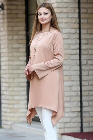 Armin Double Krep Kumaş Tunik - Camel