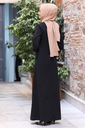 Hira İşlemeli Ferace Siyah