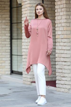 Armin Double Krep Kumaş Tunik - Mercan