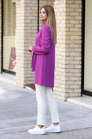 Esila Double Krep Kumaş Tunik - Lila
