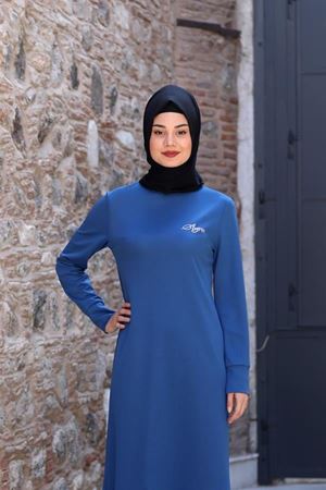 Azra İşlemeli Elbise Mavi