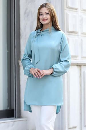 Trend Double Krep Kumaş Tunik - Mint