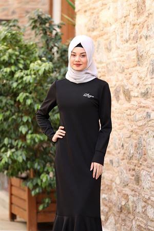 Azra İşlemeli Elbise Siyah