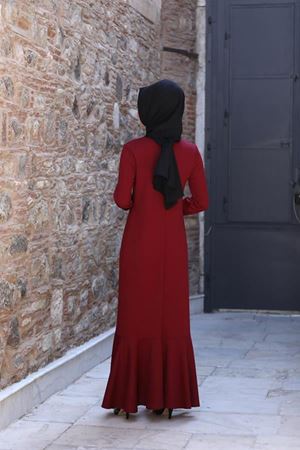 Azra İşlemeli Elbise Bordo