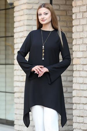 Armin Double Krep Kumaş Tunik - Siyah
