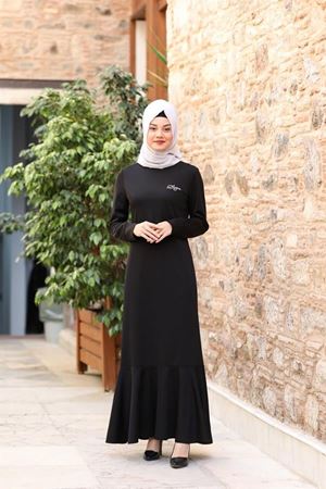 Azra İşlemeli Elbise Siyah