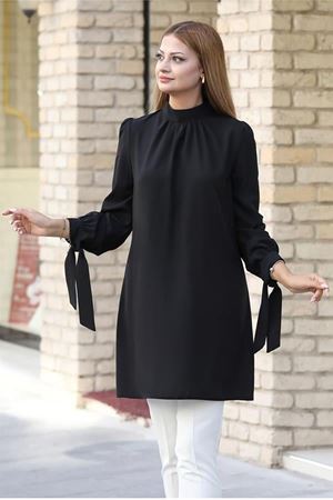 Esila Double Krep Kumaş Tunik - Siyah