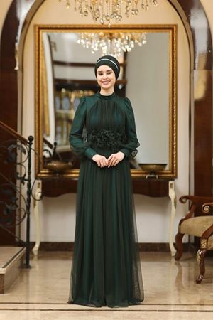 Çiçek Tesettür Tesettür Abiye Zümrüt