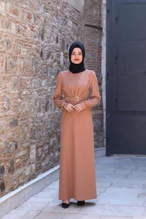 İrem Tesettür Elbise Camel