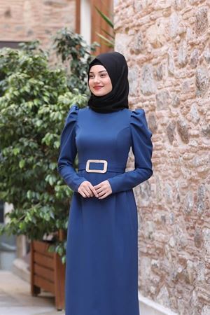 İlay Tesettür Elbise İndigo