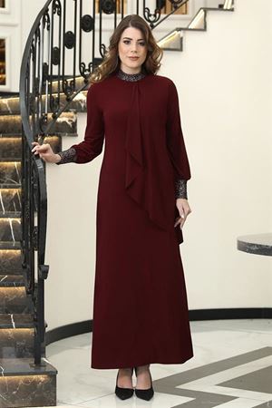 Efsane Candy Kumaş Abiye Bordo