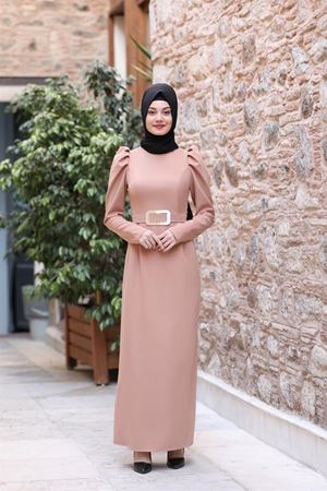 İlay Tesettür Elbise Camel