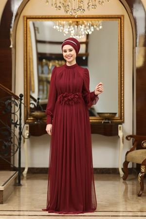 Çiçek Tesettür Tesettür Abiye Bordo