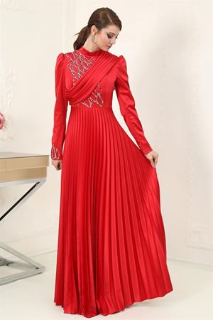 Orkide Tesettür Abiye Kırmızı