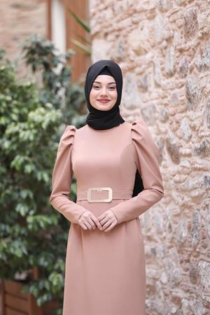 İlay Tesettür Elbise Camel