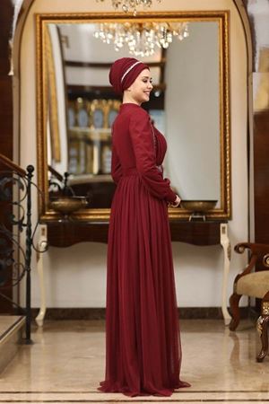 Efsane Tesettür Abiye Bordo