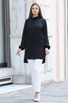 Trend Double Krep Kumaş Tunik - Siyah