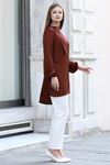 Trend Double Krep Kumaş Tunik - Kahverengi