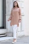 Trend Double Krep Kumaş Tunik - Camel