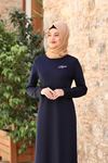 Azra İşlemeli Elbise Lacivert