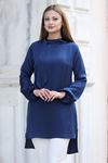 Trend Double Krep Kumaş Tunik - Lacivert