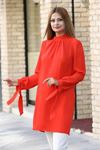 Esila Double Krep Kumaş Tunik - Turuncu