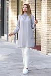 Esila Double Krep Kumaş Tunik - Gri
