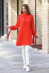 Esila Double Krep Kumaş Tunik - Turuncu
