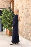 Azra İşlemeli Elbise Lacivert