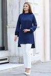 Trend Double Krep Kumaş Tunik - Lacivert