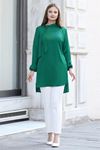 Trend Double Krep Kumaş Tunik - Zümrüt