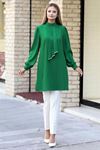 Işıl Double Krep Kumaş Tunik - Yeşil