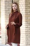Esila Double Krep Kumaş Tunik - Kahverengi