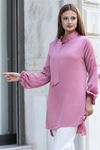 Trend Double Krep Kumaş Tunik - Lila