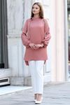 Trend Double Krep Kumaş Tunik - Mercan