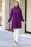 Işıl Double Krep Kumaş Tunik - Mor