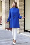 Işıl Double Krep Kumaş Tunik - Saks