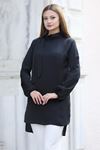Trend Double Krep Kumaş Tunik - Siyah
